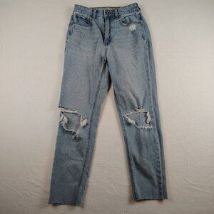 American Eagle High Rise Jeans Womens sz 2 Distressed Destroyed Raw Hem